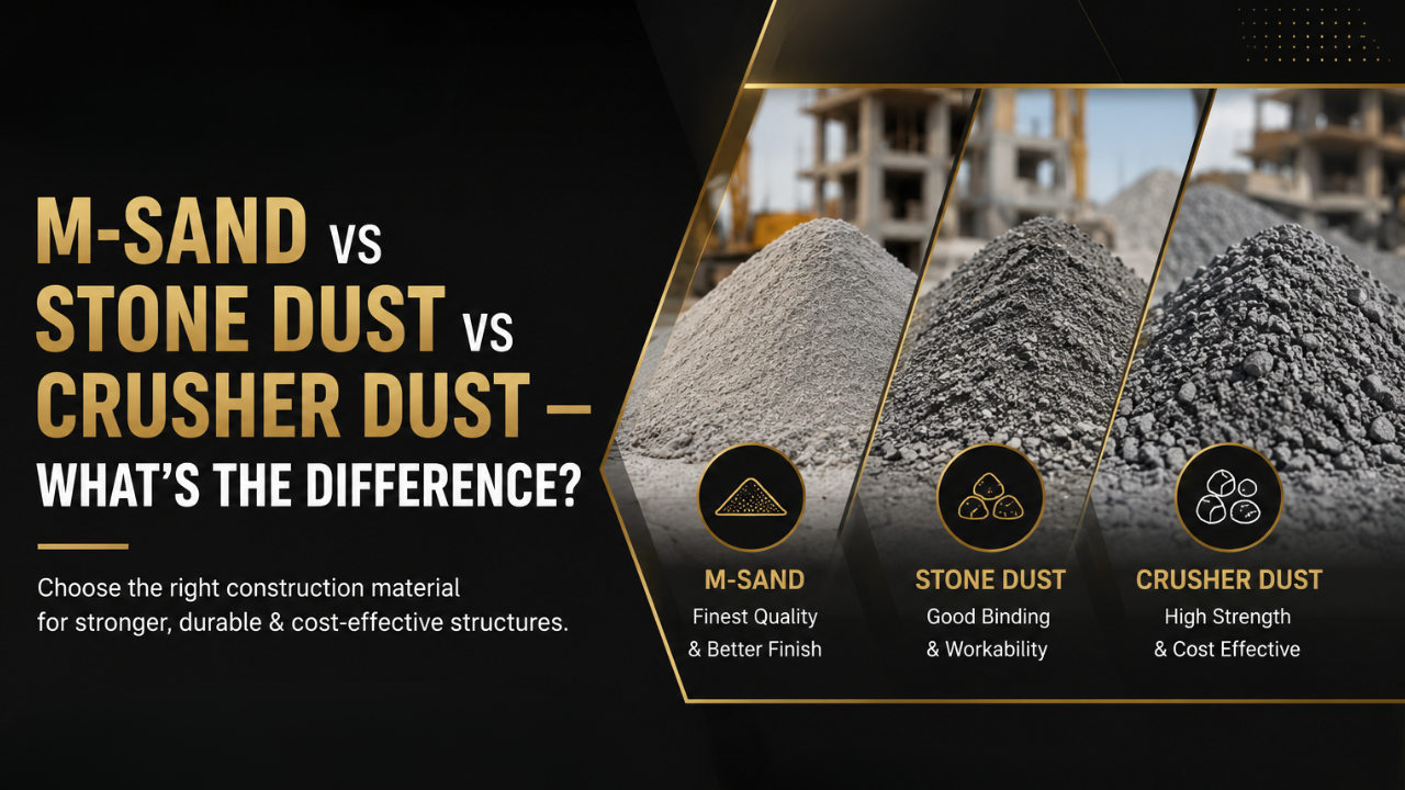 M-Sand vs Stone Dust vs Crusher Dust — What's the Difference?